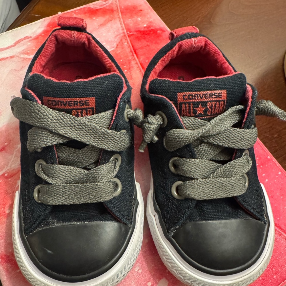 Converse Kids Black and Red All Star Sneakers